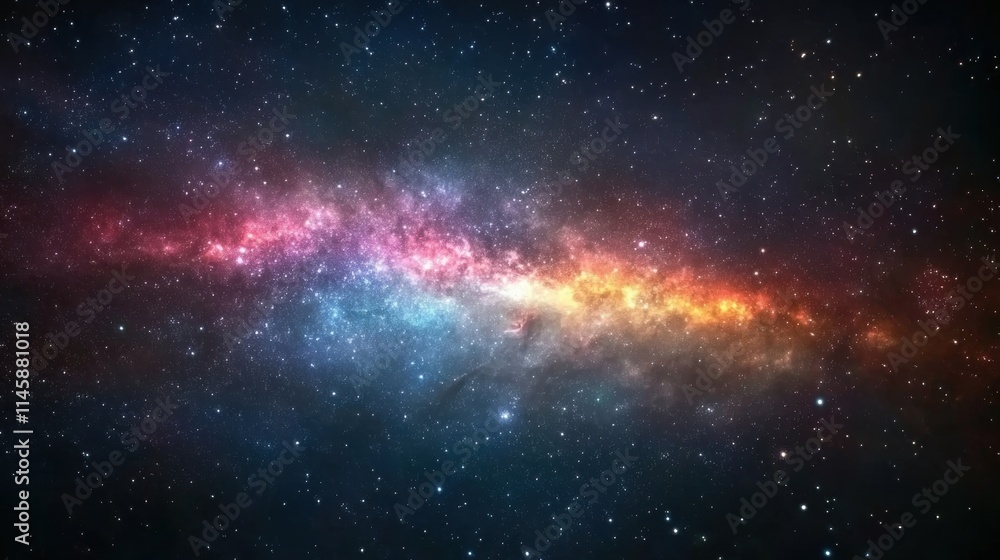 Fototapeta premium A night sky filled with colorful nebulae showcases the wonder of the universe, captivating stargazers in awe and curiosity