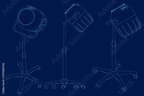 hair dryers contour set. Vector illustration