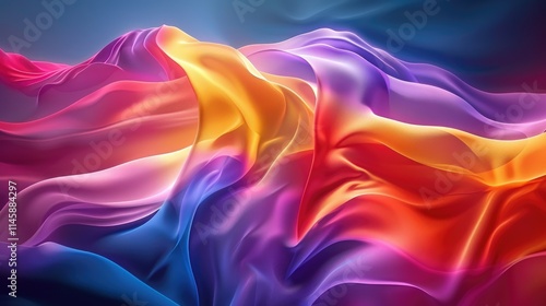 Abstract wavy layers of neon colors swirling seamlessly photo