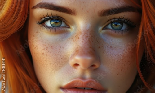 Close-up portrait of a freckled woman