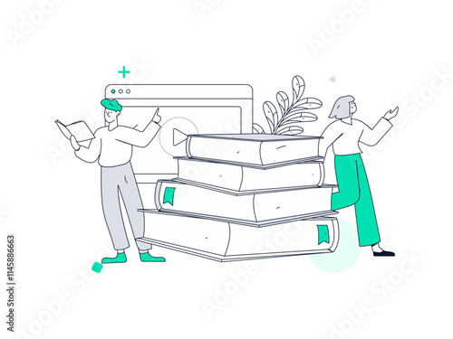 Character reading quietly vector concept operation hand drawn illustration

