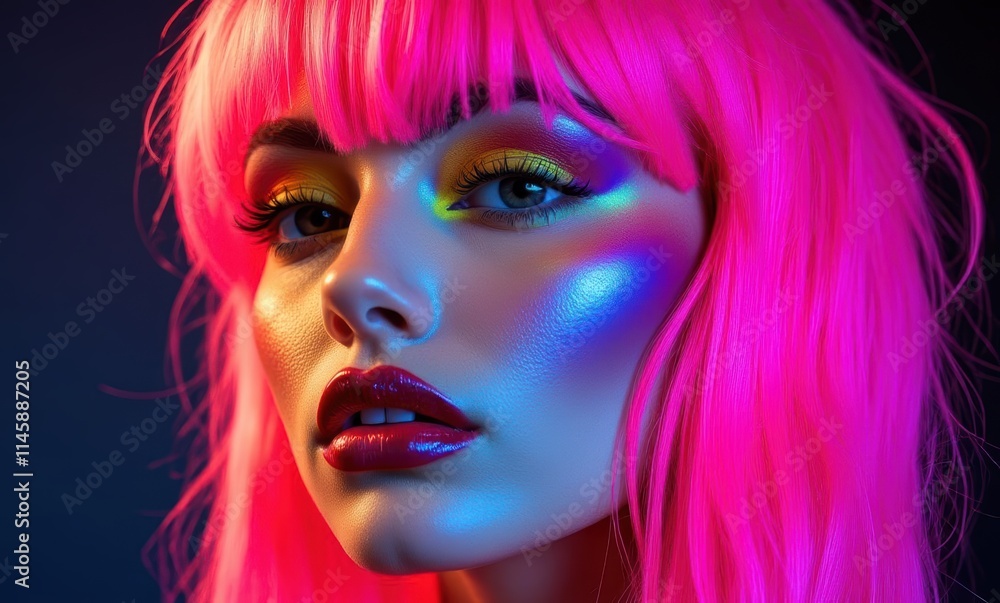 Female model with vibrant pink hair Female model with vibrant pink hair