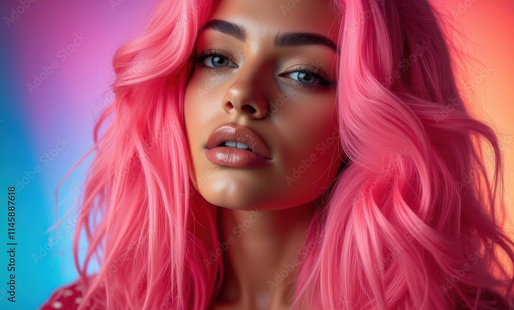 Young woman with vibrant pink hair Young woman with vibrant pink hair