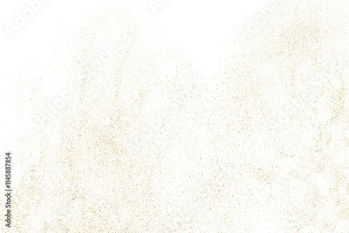 Gold texture pattern on transparent background. Old paper surface. Light golden confetti. Yellow Illustration backdrop. PNG design element.