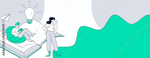 Character reading quietly vector concept operation hand drawn illustration
