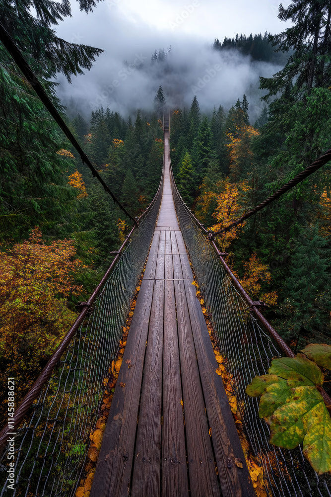 Obraz premium wooden bridge in the forest