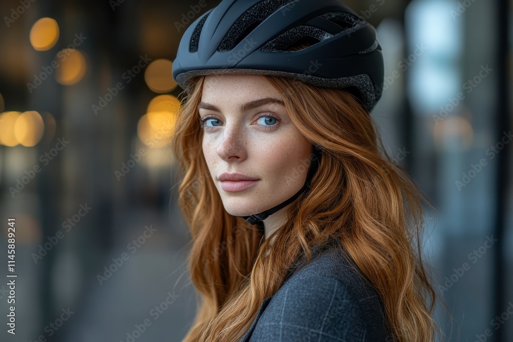 Commuter with Helmet Ready for Adventure Commuter with Helmet Ready for Adventure