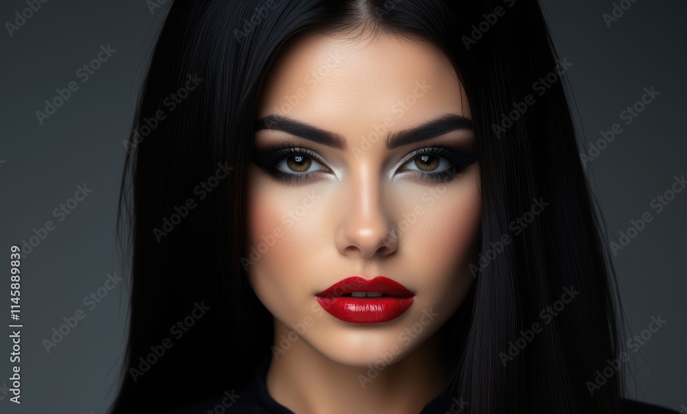 Stunning woman with bold makeup and dark hair Stunning woman with bold makeup and dark hair