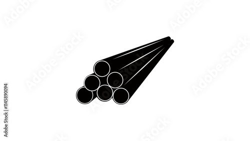 stainless steel pipes, black isolated silhouette