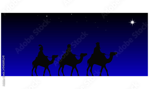 Bethlehem star and three wise men
