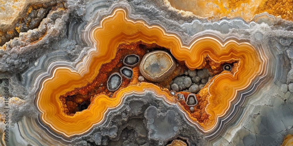 Obraz premium Close up view of a Bumblebee jasper specimen showcasing its unique textures and vibrant colors. This macro image captures the intricate details of Bumblebee jasper beautifully.