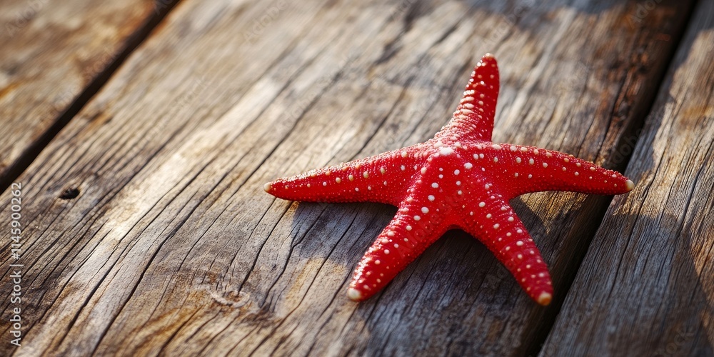 Red object featuring a starfish placed on a wooden surface. This red item, accompanied by a starfish, creates a vibrant scene on the wooden ground. The red and starfish combination adds charm. Red object featuring a starfish placed on a wooden surface. This red item, accompanied by a starfish, creates a vibrant scene on the wooden ground. The red and starfish combination adds charm.