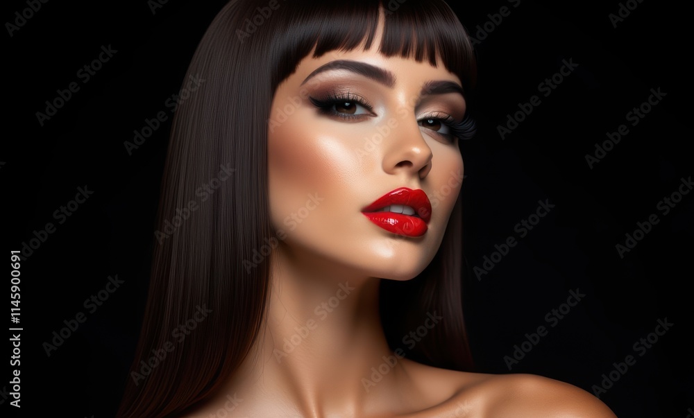 Elegant woman with striking red lips Elegant woman with striking red lips