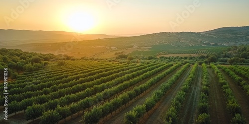 Wallpaper Mural Aerial view showcasing the lush orchards from an elevated perspective. This breathtaking aerial view highlights the beauty of orchards stretching across the landscape. Torontodigital.ca