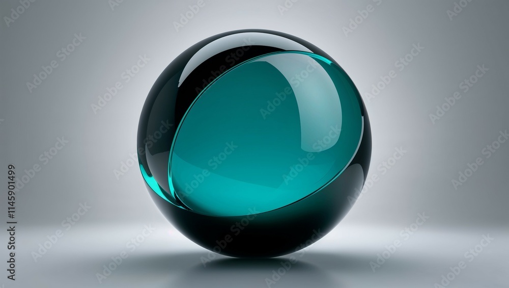 Shiny 3D glass sphere icon with blue reflection on white Shiny 3D glass sphere icon with blue reflection on white