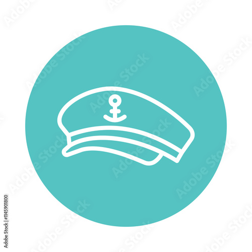 Captain hat Vector Circle Outline Icon. Eps 10 file 