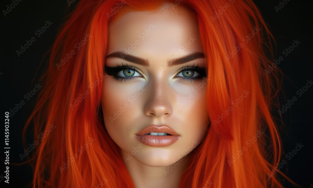 Beautiful woman with vibrant orange hair Beautiful woman with vibrant orange hair