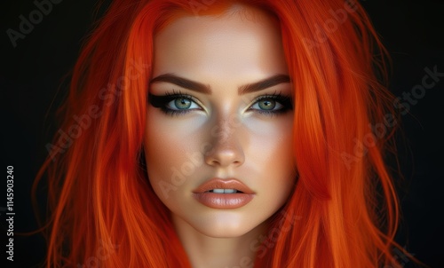 Beautiful woman with vibrant orange hair