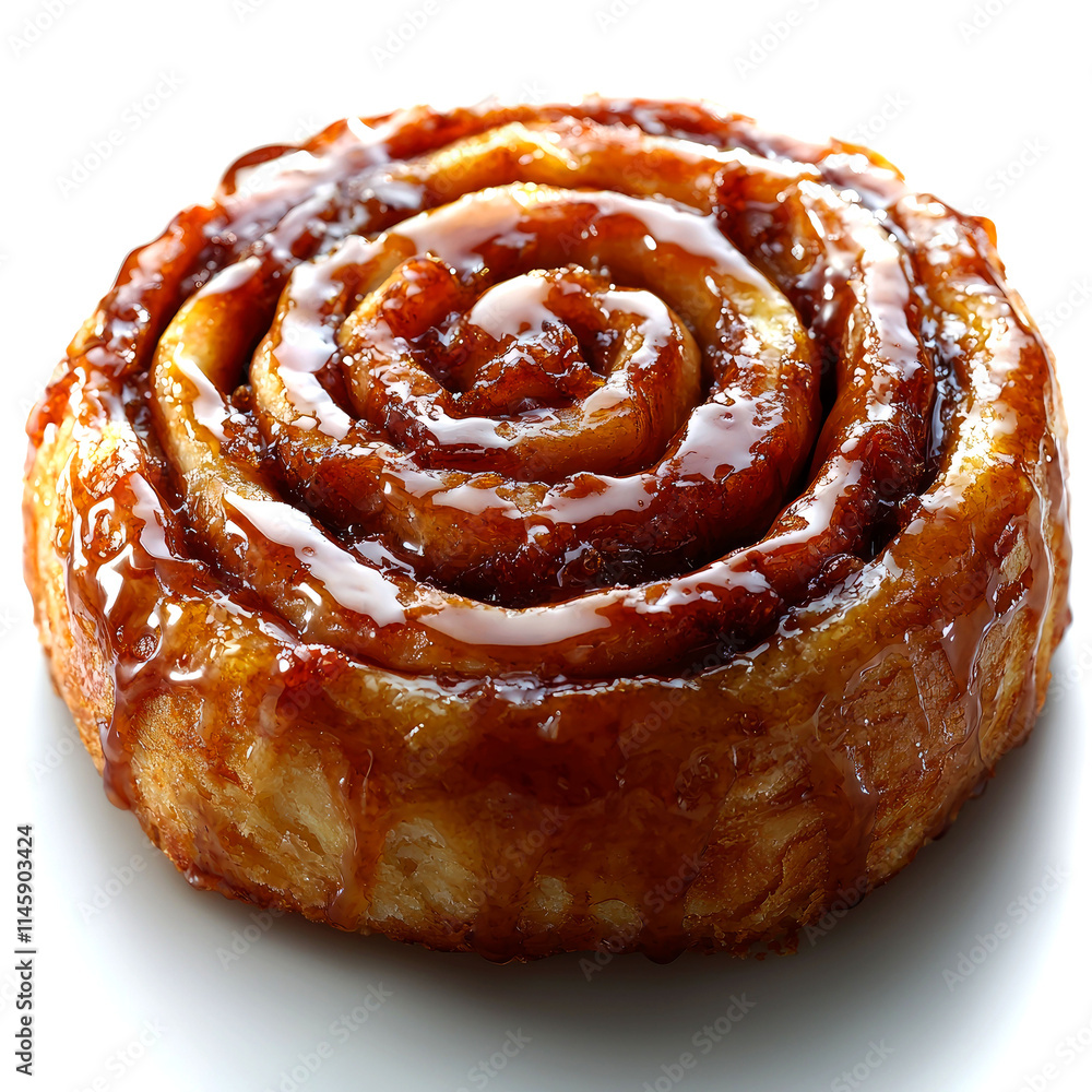 Fototapeta premium Delicious glazed cinnamon roll pastry.