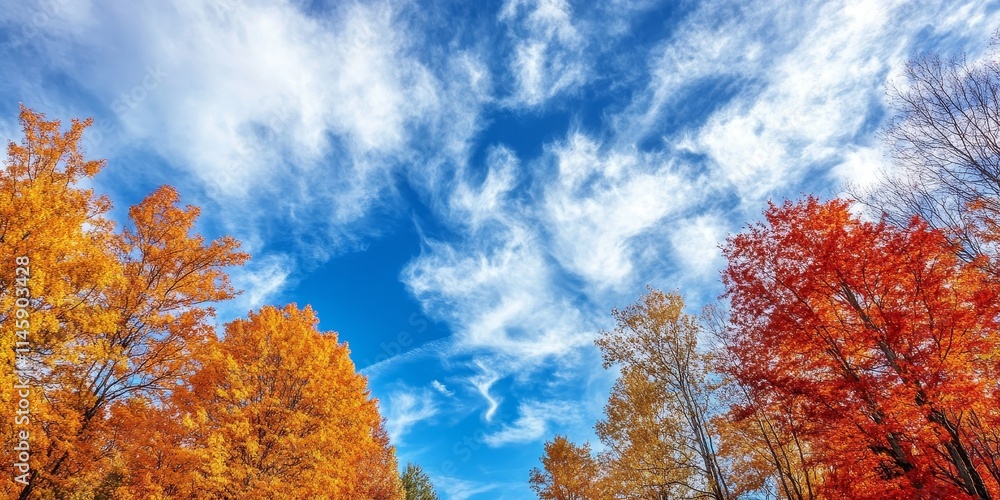 The vibrant autumn sky radiates a beautiful blue, showcasing the unique charm that the autumn sky can bring to the scenery, enhancing the beauty of the season with its captivating blue hues. The vibrant autumn sky radiates a beautiful blue, showcasing the unique charm that the autumn sky can bring to the scenery, enhancing the beauty of the season with its captivating blue hues.
