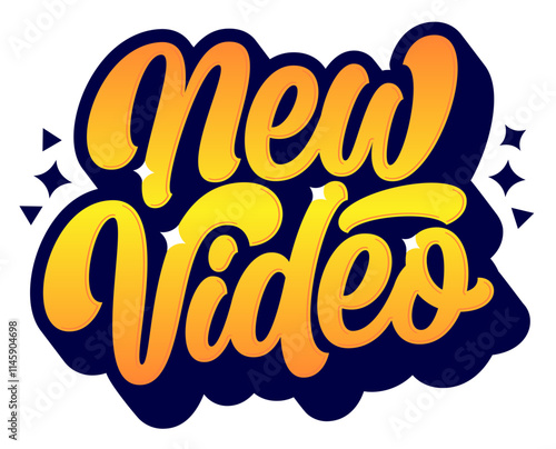 lettering sticker new video gradient calligraphic text