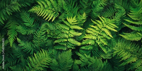 Vibrant fern leaves create a lush green foliage that serves as a stunning nature background, highlighting the beauty of fern leaves and the richness of natural surroundings. photo