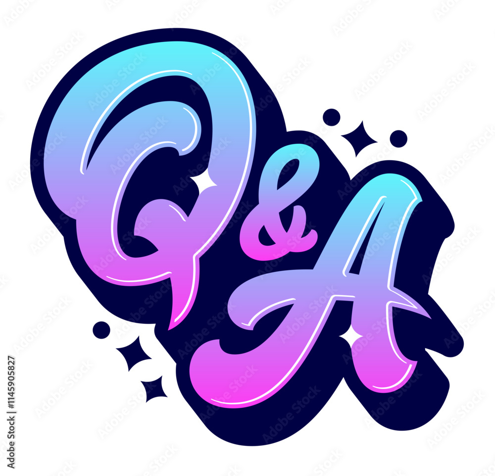 lettering sticker qa gradient calligraphic text lettering sticker qa gradient calligraphic text