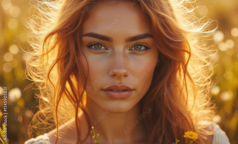 Portrait of a serene young woman in sunlight Portrait of a serene young woman in sunlight