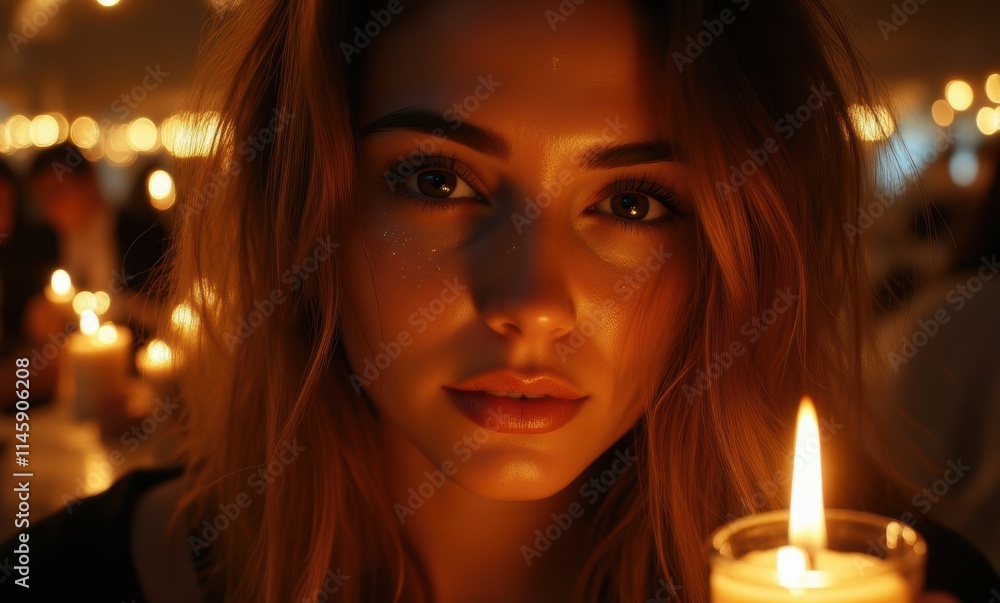 Young woman with candlelight glow Young woman with candlelight glow