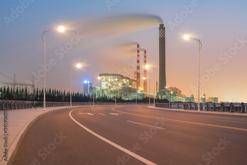 Scenery of Yangtze River Bridge and Port Terminal in Jiangsu Province, China photo