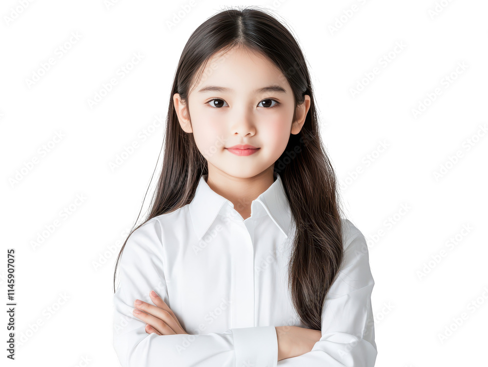 Radiant portrait of a young girl in white shirt, captivating image of innocence and joy Radiant portrait of a young girl in white shirt, captivating image of innocence and joy