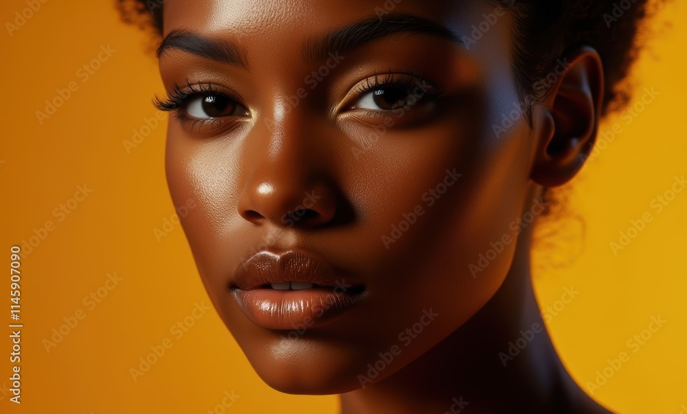 Close-up of young Black woman with glowing skin Close-up of young Black woman with glowing skin