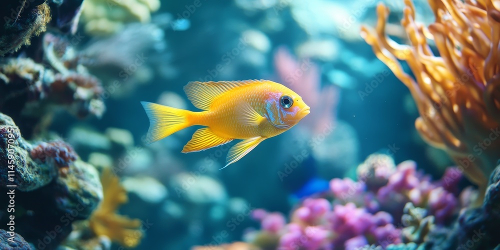 Naklejka premium Halogen lighting designed specifically for aquariums and fish provides ideal illumination, enhancing visibility and showcasing aquatic life effectively.