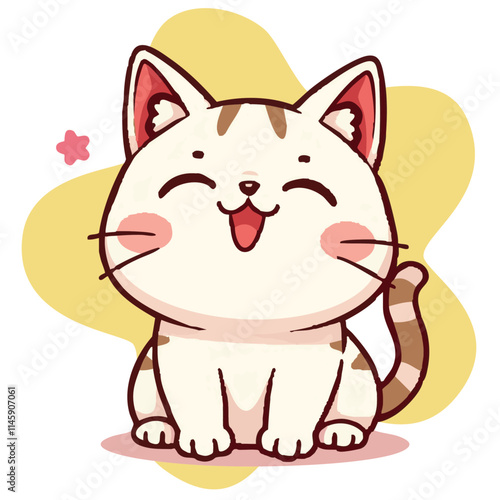A cute adorable lovely hand-drawn cat cartoon illustration