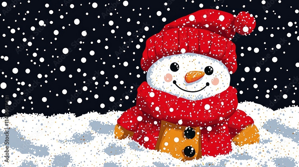 Cheerful Snowman in a Winter Snowstorm Cheerful Snowman in a Winter Snowstorm