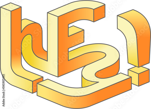 lettering isometric hey text