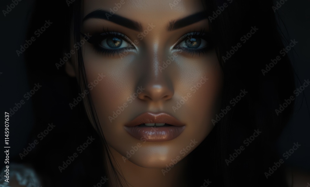 Close-up of a beautiful woman with striking eyes Close-up of a beautiful woman with striking eyes