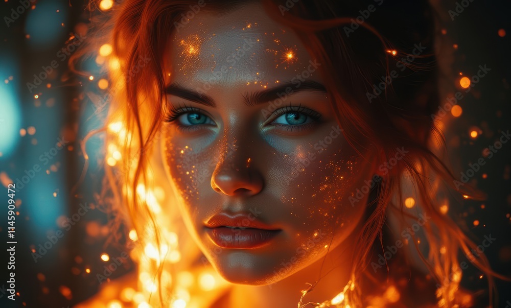 Enchanting woman with glowing sparkles Enchanting woman with glowing sparkles