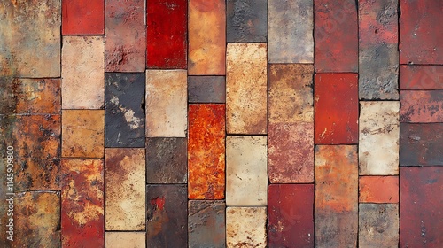 Colorful brick pavement texture background.