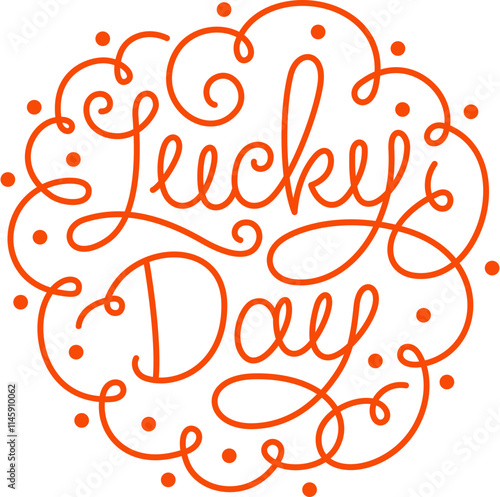 lettering lucky day with flourish elements text