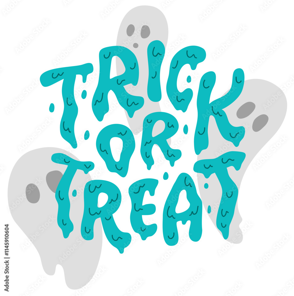Lettering trick or treat ghosts text Lettering trick or treat ghosts text