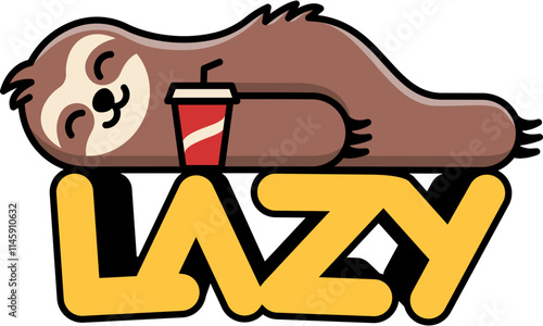 Lettering lazy with a lying sloth text