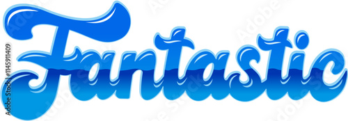 lettering fantastic blue text
