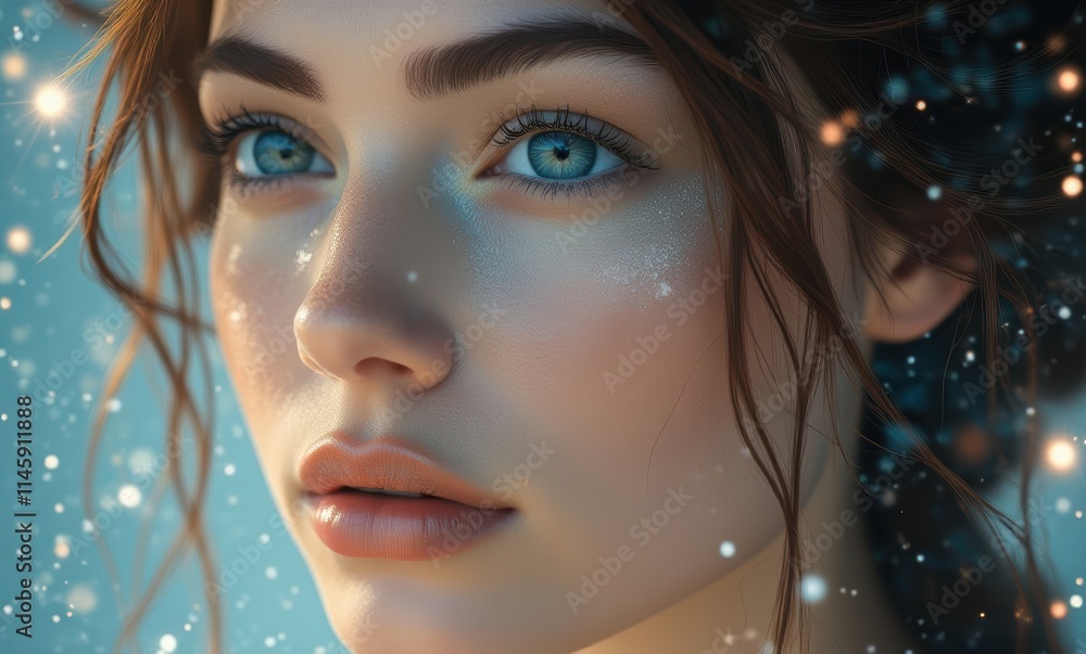 Close-up of a young woman with blue eyes Close-up of a young woman with blue eyes