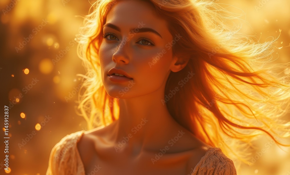 Serene young woman with golden hair Serene young woman with golden hair