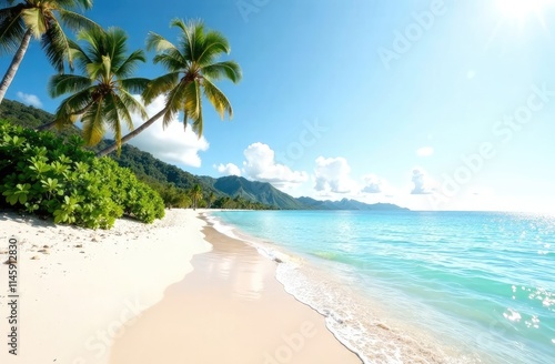 Fototapeta Naklejka Na Ścianę i Meble -  Beautiful beach background. Nature landscape with empty tropical beach.