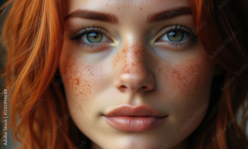 Freckled young woman with vibrant red hair Freckled young woman with vibrant red hair