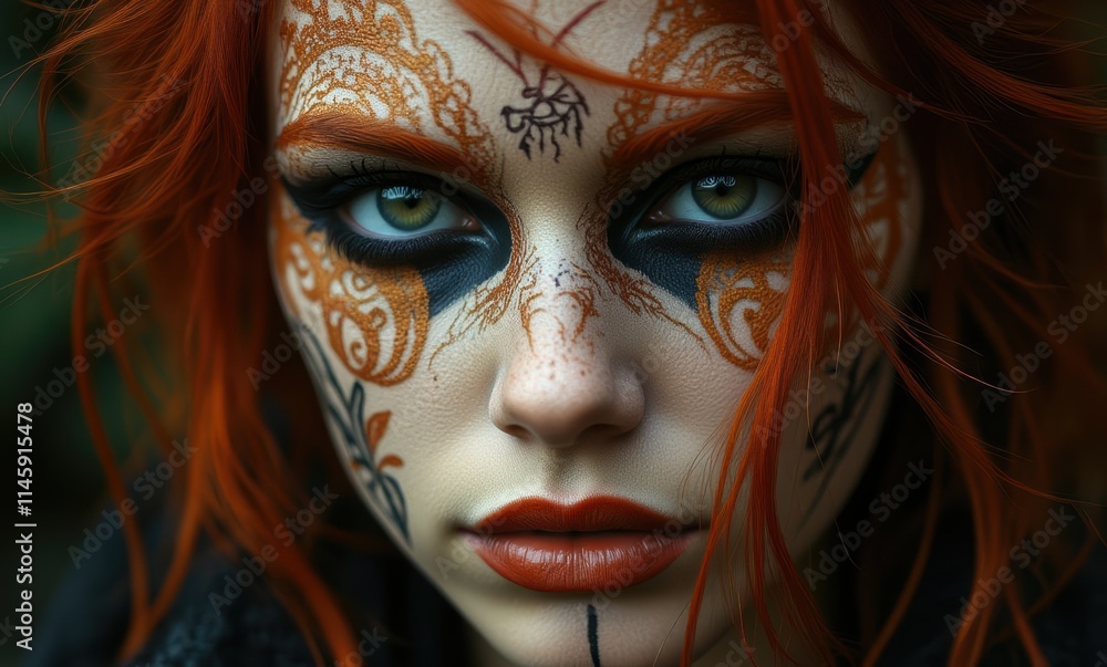 Gothic woman with intricate face art Gothic woman with intricate face art