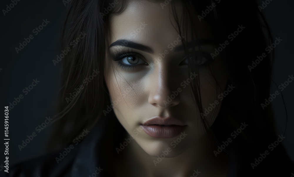 Intense gaze of a young woman Intense gaze of a young woman