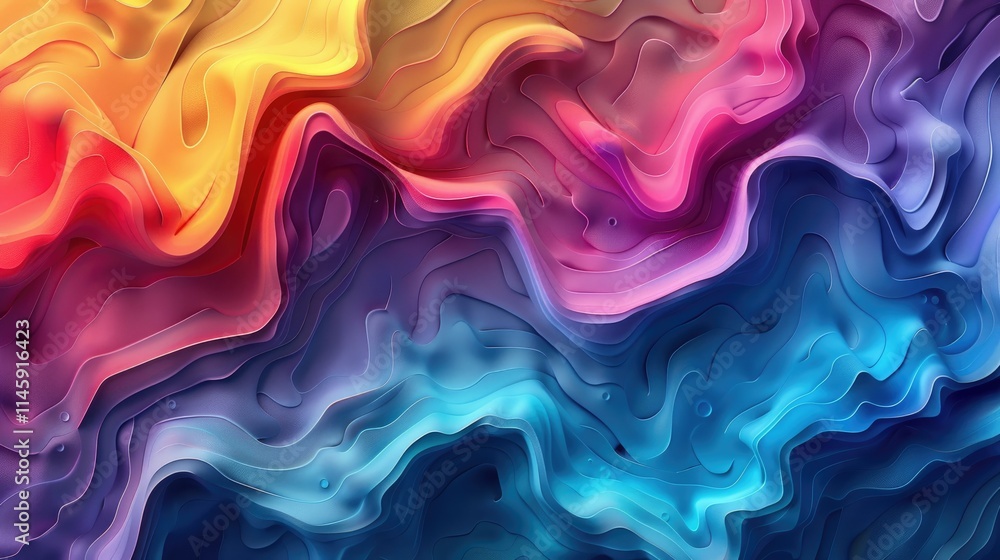 Fototapeta premium Abstract wavy waves with a rainbow gradient effect